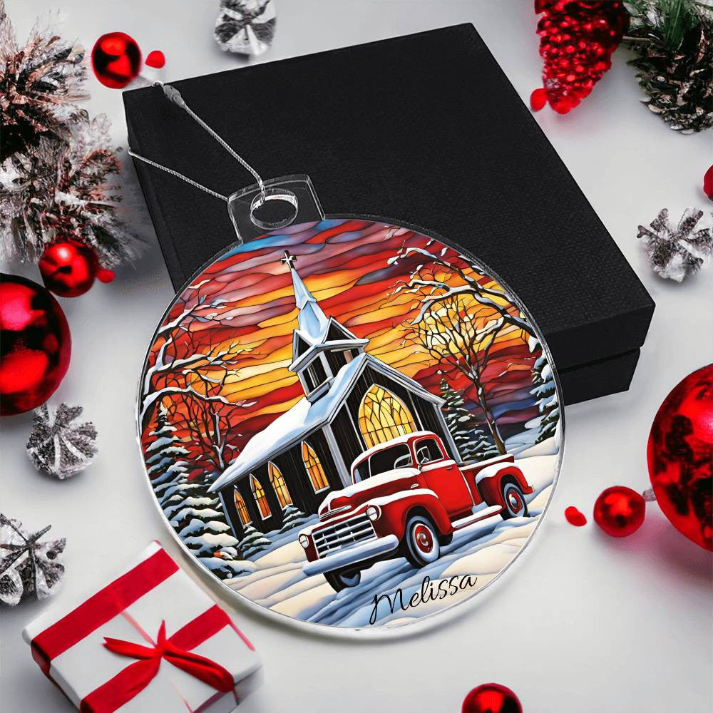 Country Christmas Red PIckup Truck Ornament-[Heartfelt Family Gift]