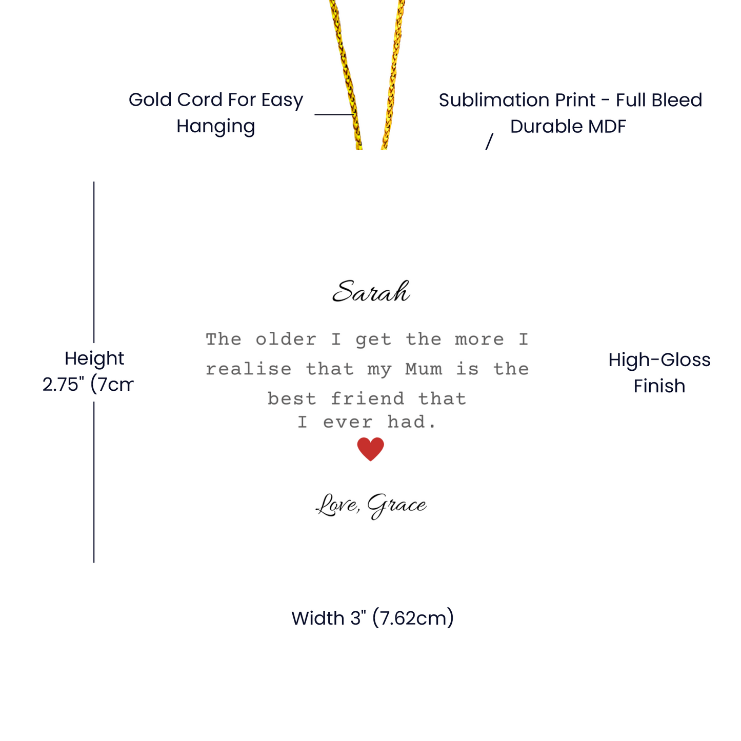 Mum Heart Christmas Ornament-[Heartfelt Family Gift]