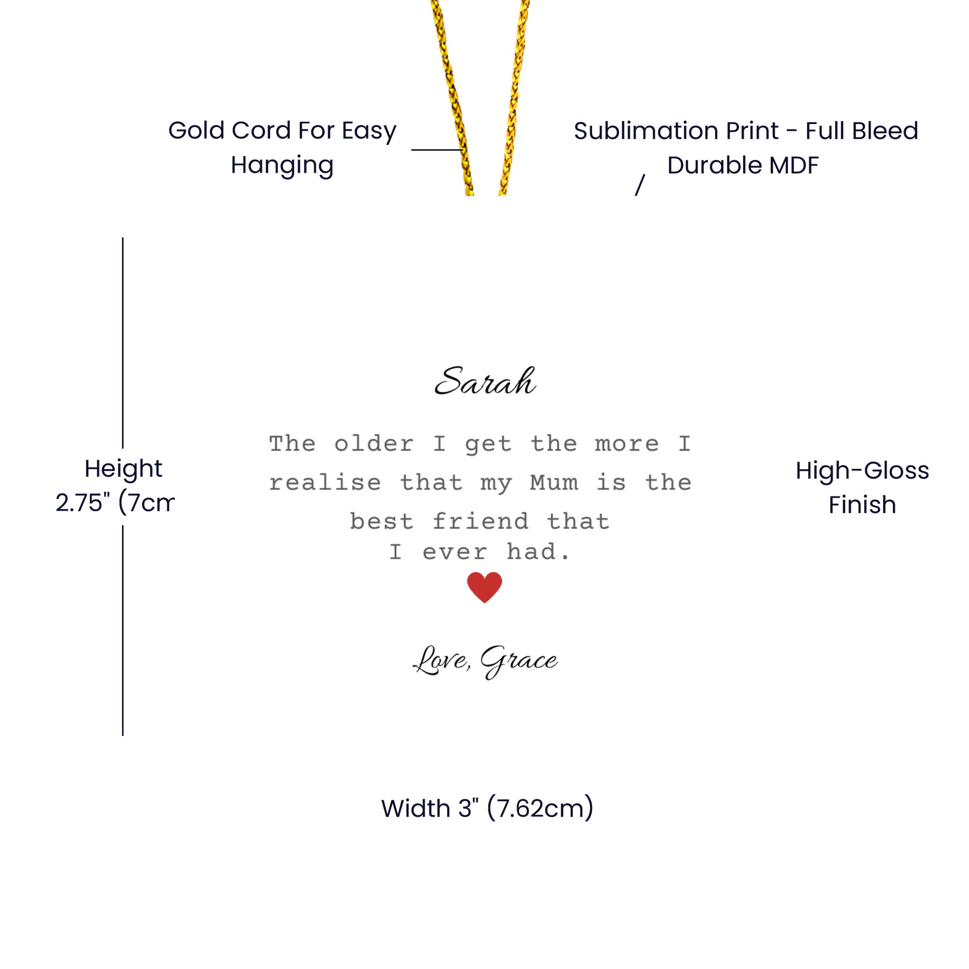 Mum Heart Christmas Ornament-[Heartfelt Family Gift]