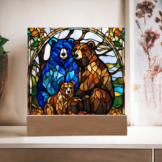 Bear Family Acrylic Square Plaque-[Heartfelt Family Gift]