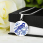 Blue Bird China Pattern Pendant Necklace-[Heartfelt Family Gift]