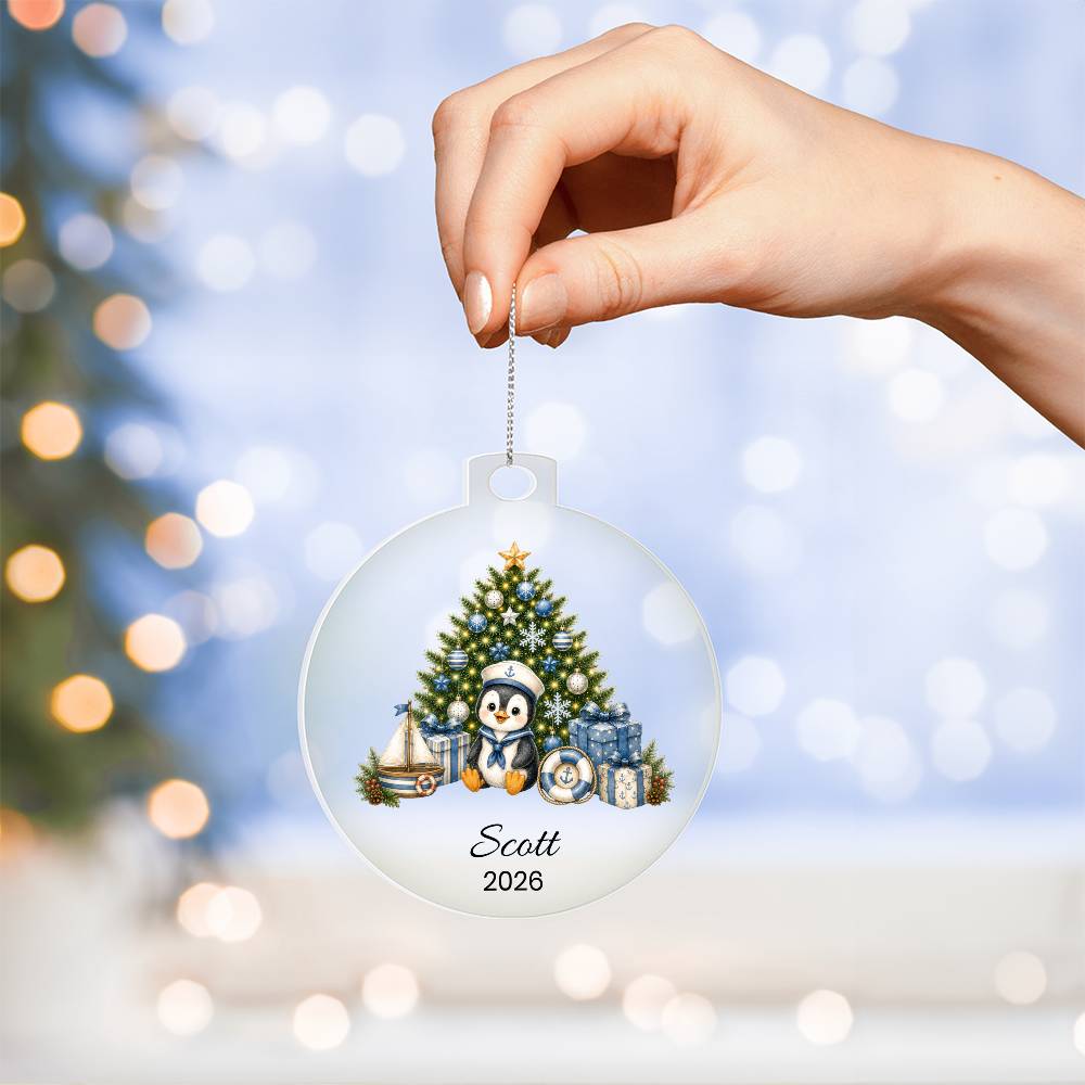 Sailor Penguin  Kids 1st Christmas Ornament