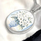 Engraved Floral Pendant Necklace Delft Blue Vase-[Heartfelt Family Gift]