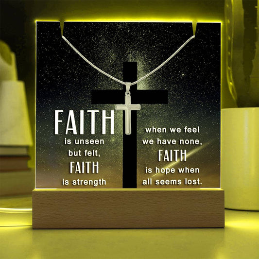 Faith is Unseen by Felt Religious Plaque & Cross Gift Set-[Heartfelt Family Gift]