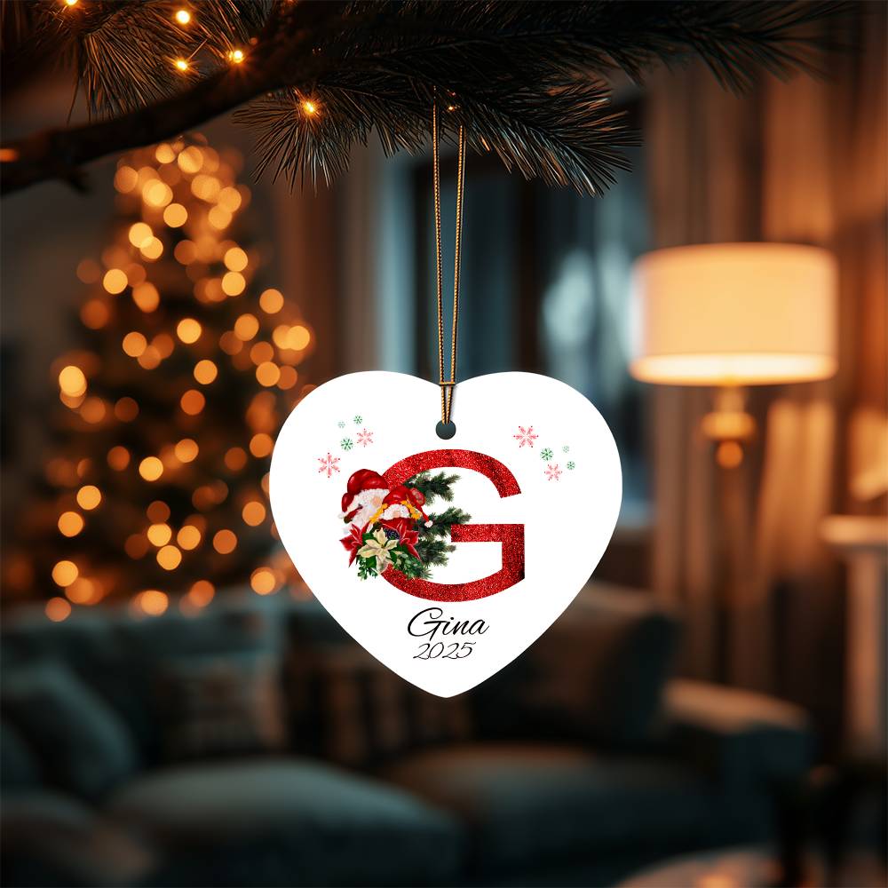 Initial Name Letter Heart Ornament