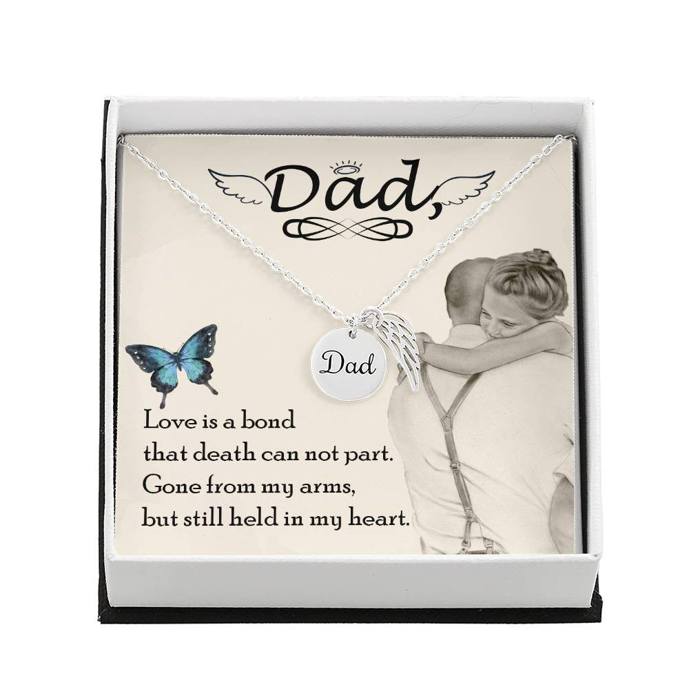 Dad Memorial Necklace Angel Wing Charm-[Heartfelt Family Gift]
