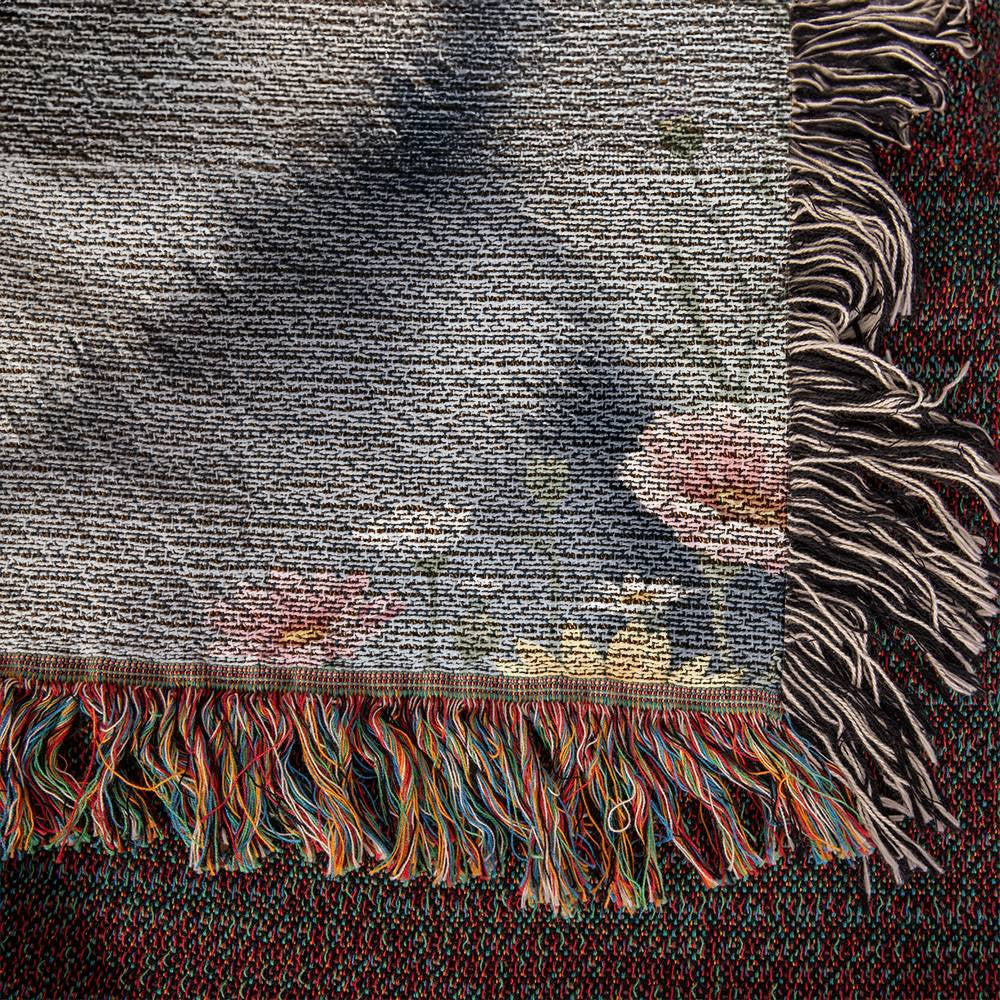 Husky Dog Wildflowers Woven Blanket-[Heartfelt Family Gift]