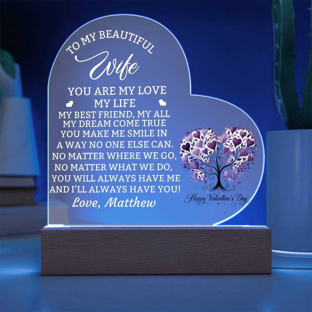 Valentines Day Acrylic Heart Gift for Wife-[Heartfelt Family Gift]