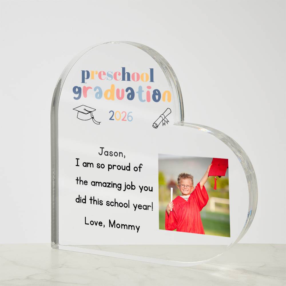 Personalized Preschool Graduation Heart Plaque Gift