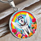 Husky Dog Memorial Necklace - Engraved Rainbow Bridge-[Heartfelt Family Gift]