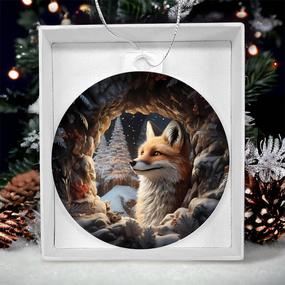 Red Fox Acrylic Christmas Ornament-[Heartfelt Family Gift]