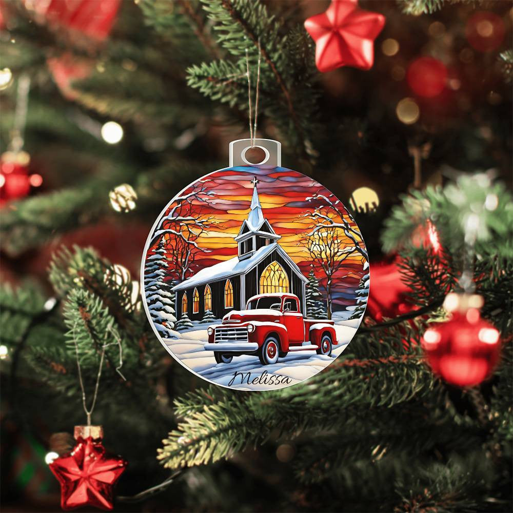 Country Christmas Red PIckup Truck Ornament-[Heartfelt Family Gift]