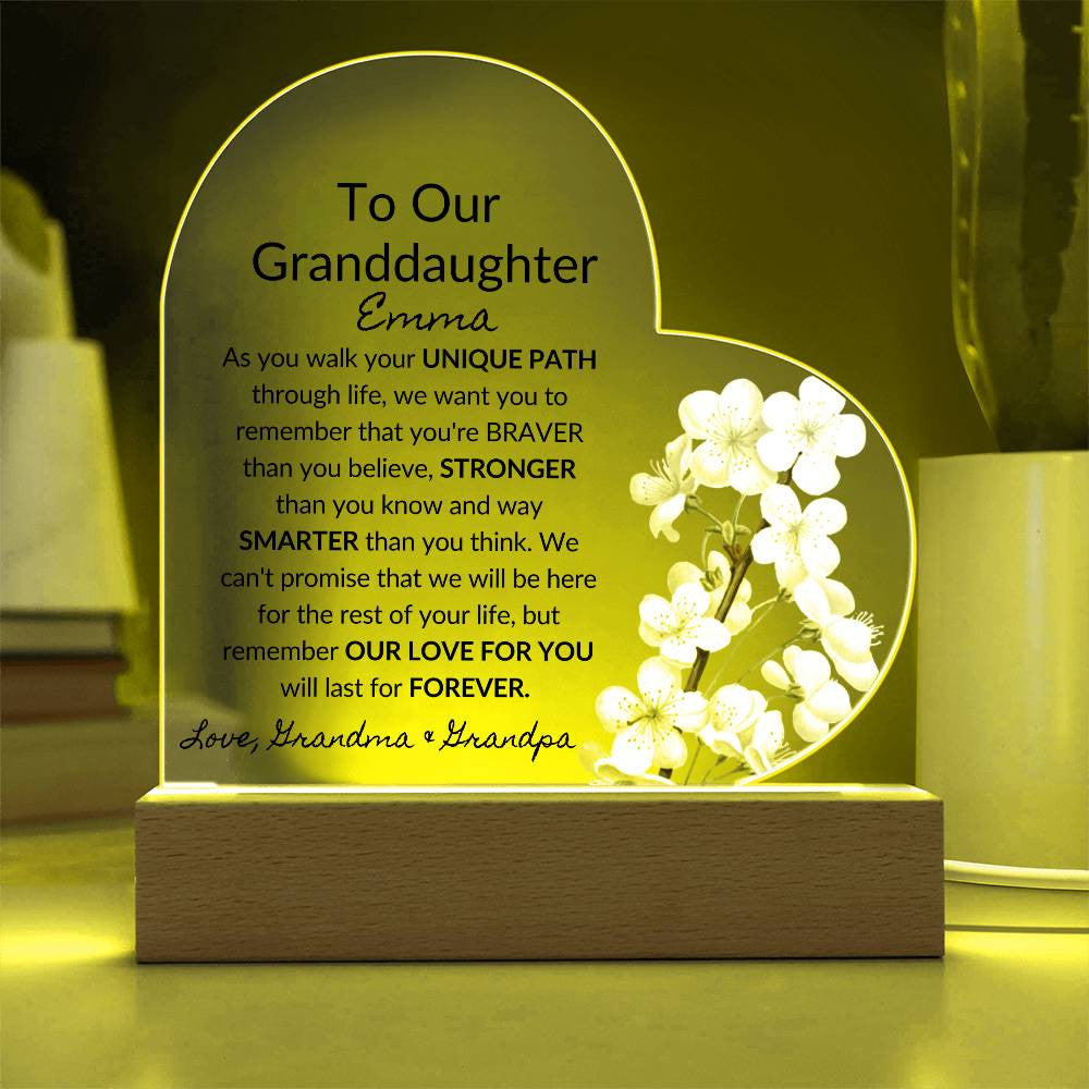 Granddaughter Acrylic Heart-[Heartfelt Family Gift]