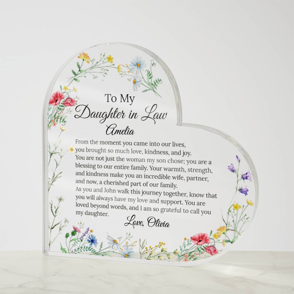 Personalized Heart Acrylic Plaque Gift for Daughter-In-Law