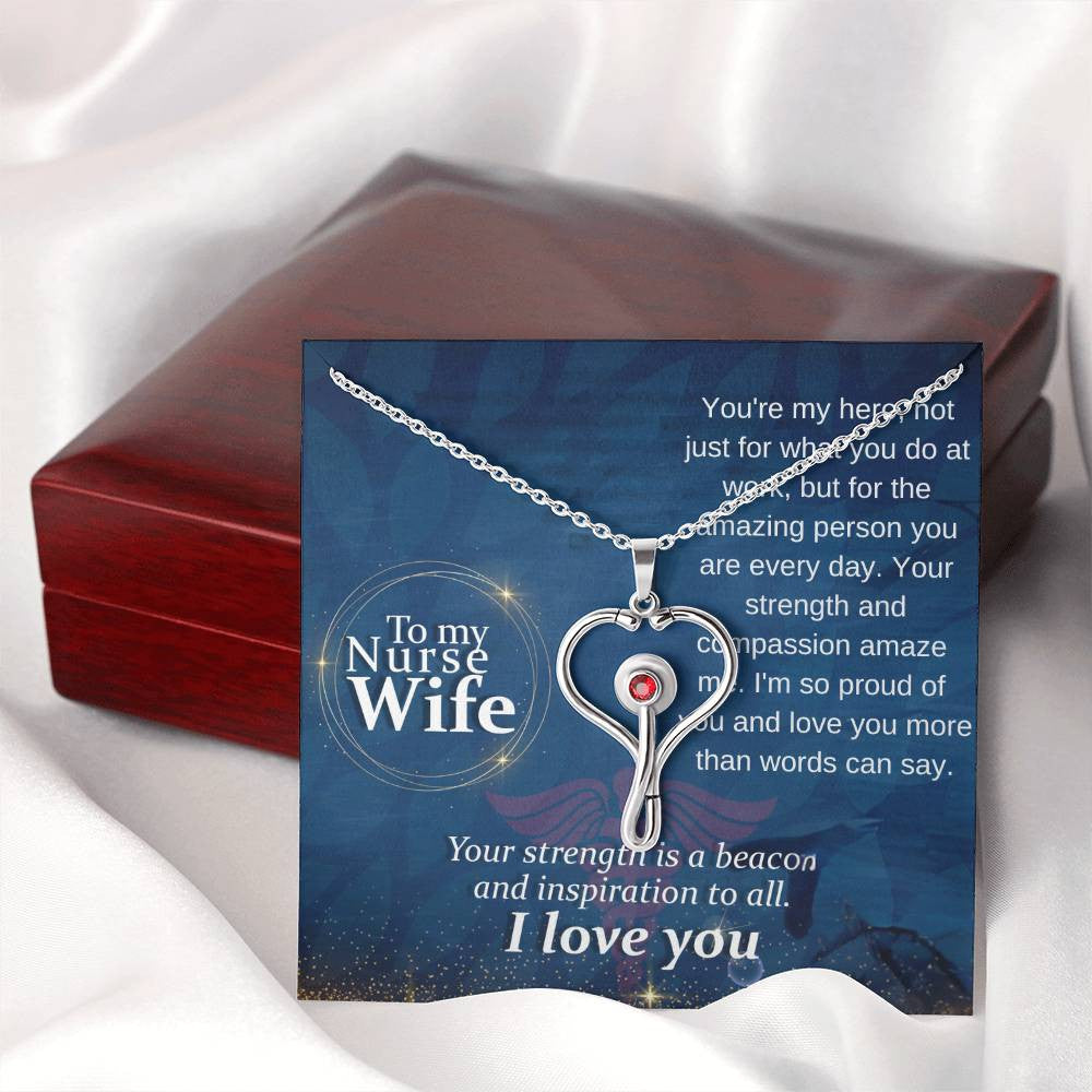 Nurse Wife Stethoscope Necklace - Thoughtful Gift for Her-[Heartfelt Family Gift]