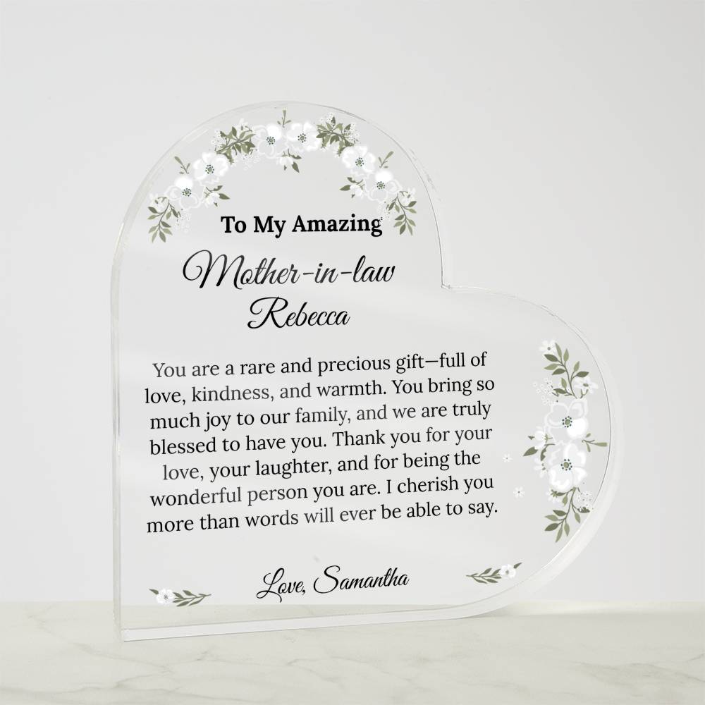 Personalized Mother in Law Heart Plaque