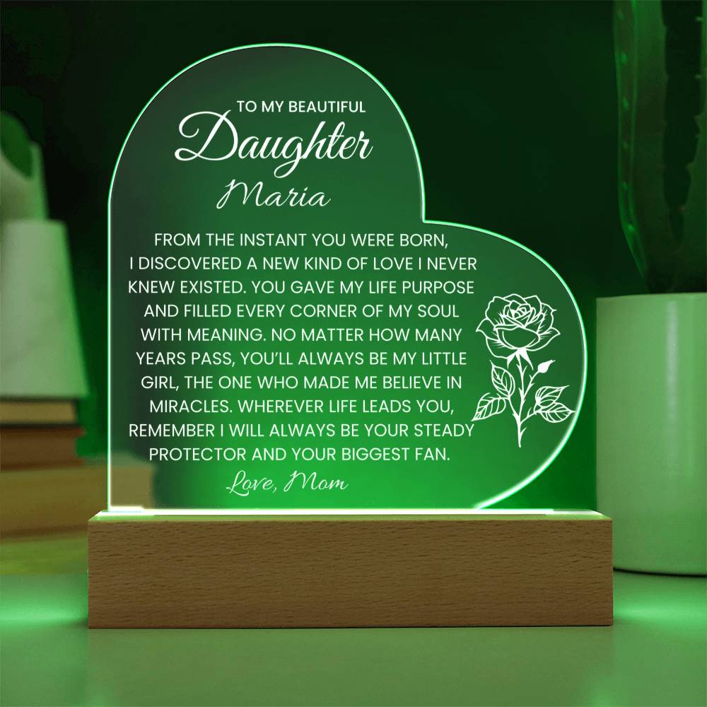 Daughter LED Lighted Acrylic Heart Plaque Gift