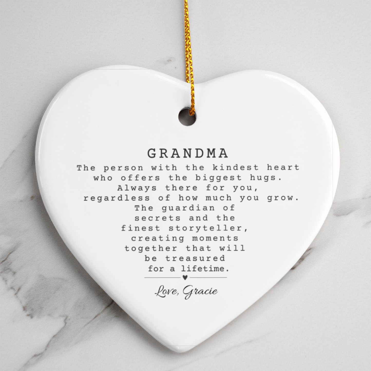Grandma Ceramic Heart Ornament