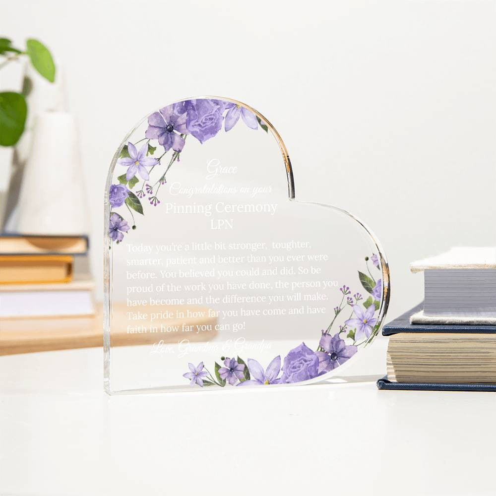 Nursing Graduation Pinning Ceremony Acrylic Heart Gift