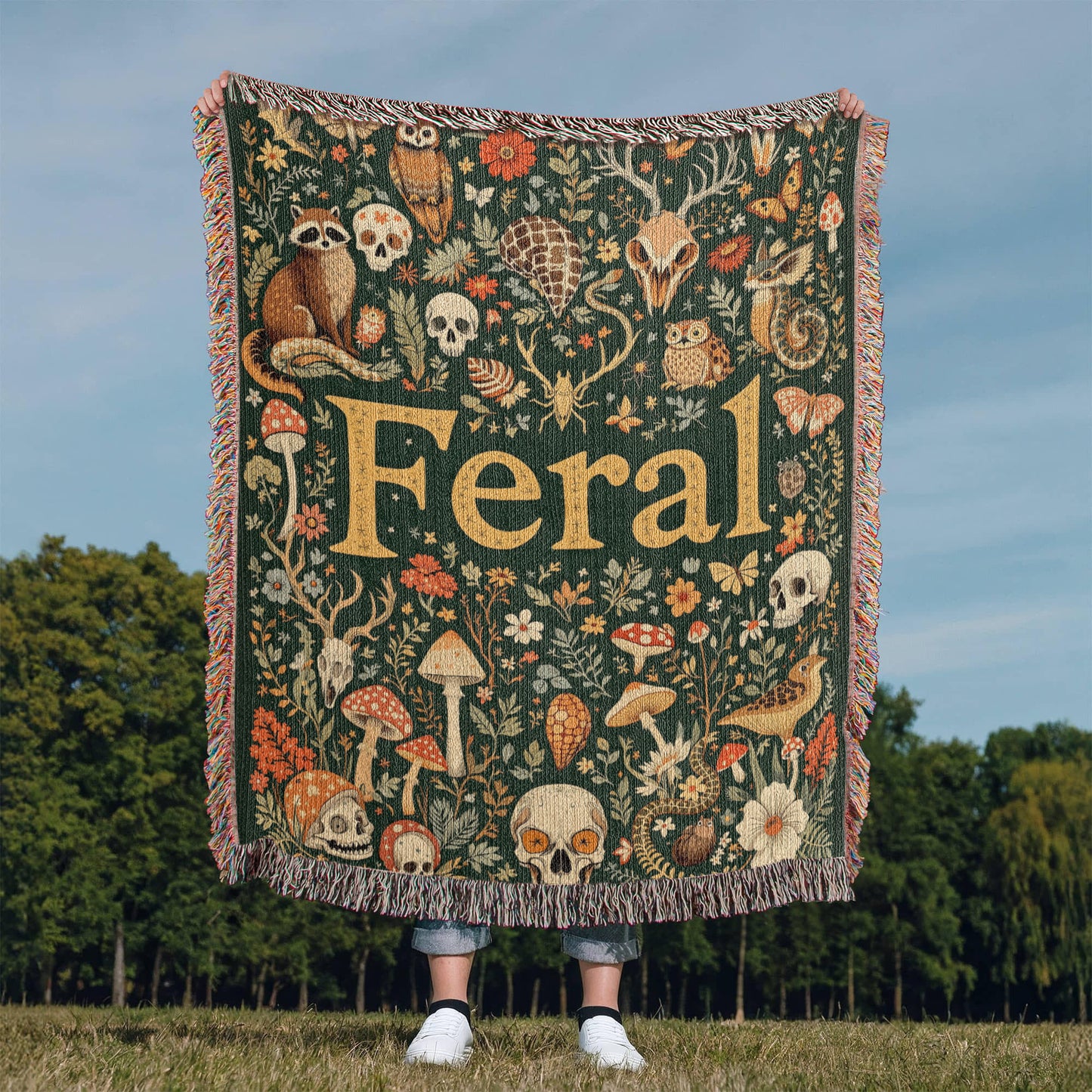 Wildlife Floral Woven Blanket-[Heartfelt Family Gift]