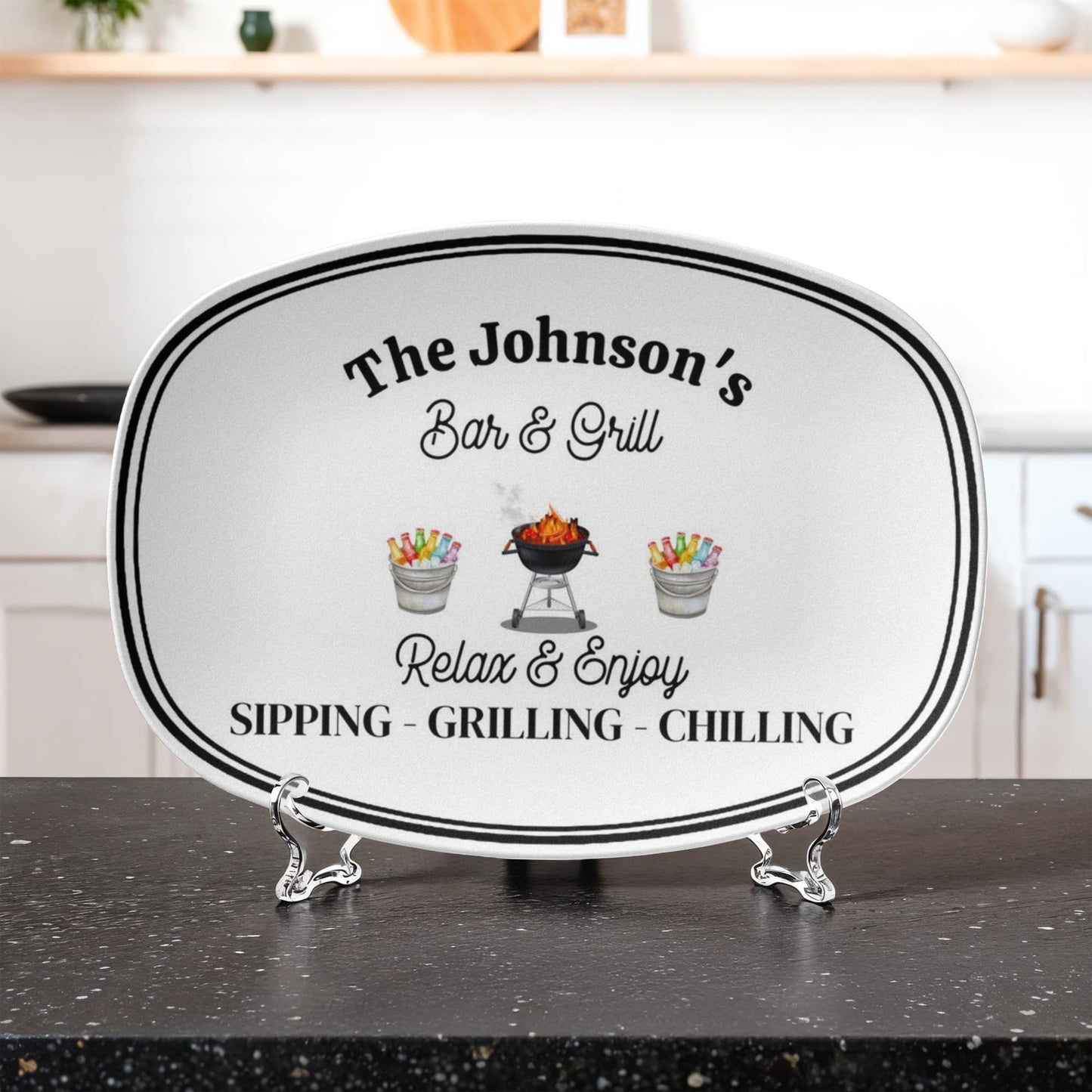 Personalized BBQ Grilling Plate 10”x14” Platter