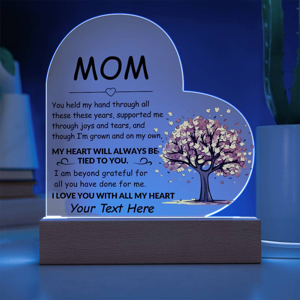 Mom Acrylic Heart Plaque Gift-[Heartfelt Family Gift]