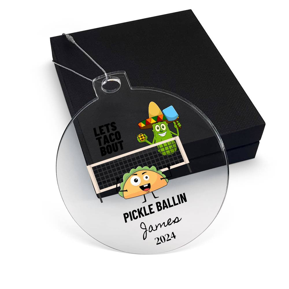 Funny PIckleball Acrylic Christmas Ornament-[Heartfelt Family Gift]