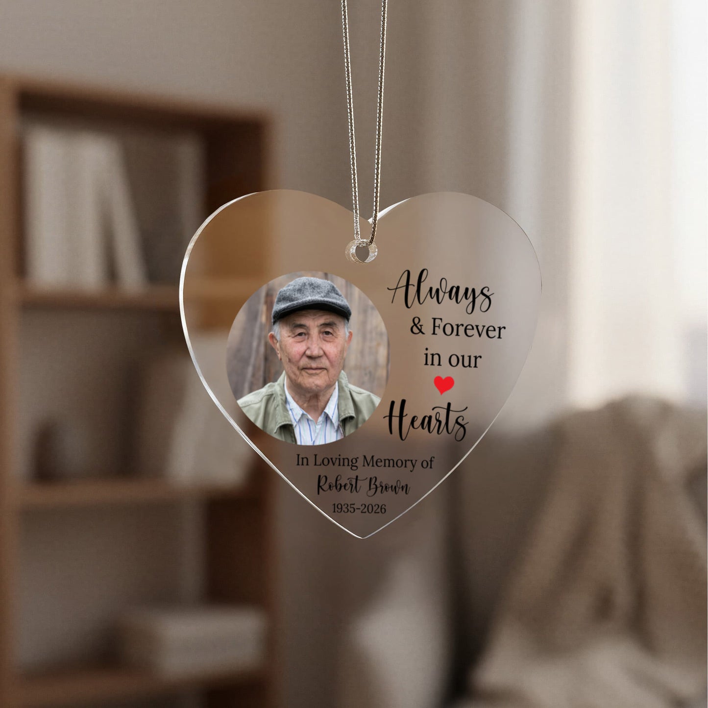 Memorial Photo Acrylic Heart Ornament