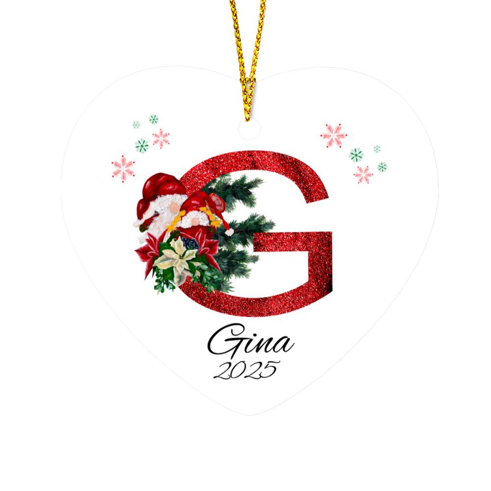 Initial Name Letter Heart Ornament