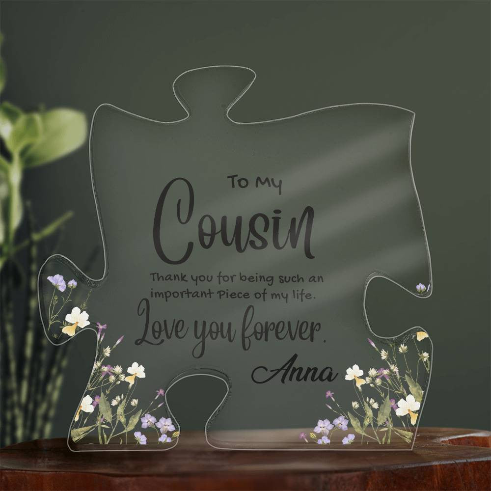 Cousin Acrylic Puzzle Plaque-[Heartfelt Family Gift]