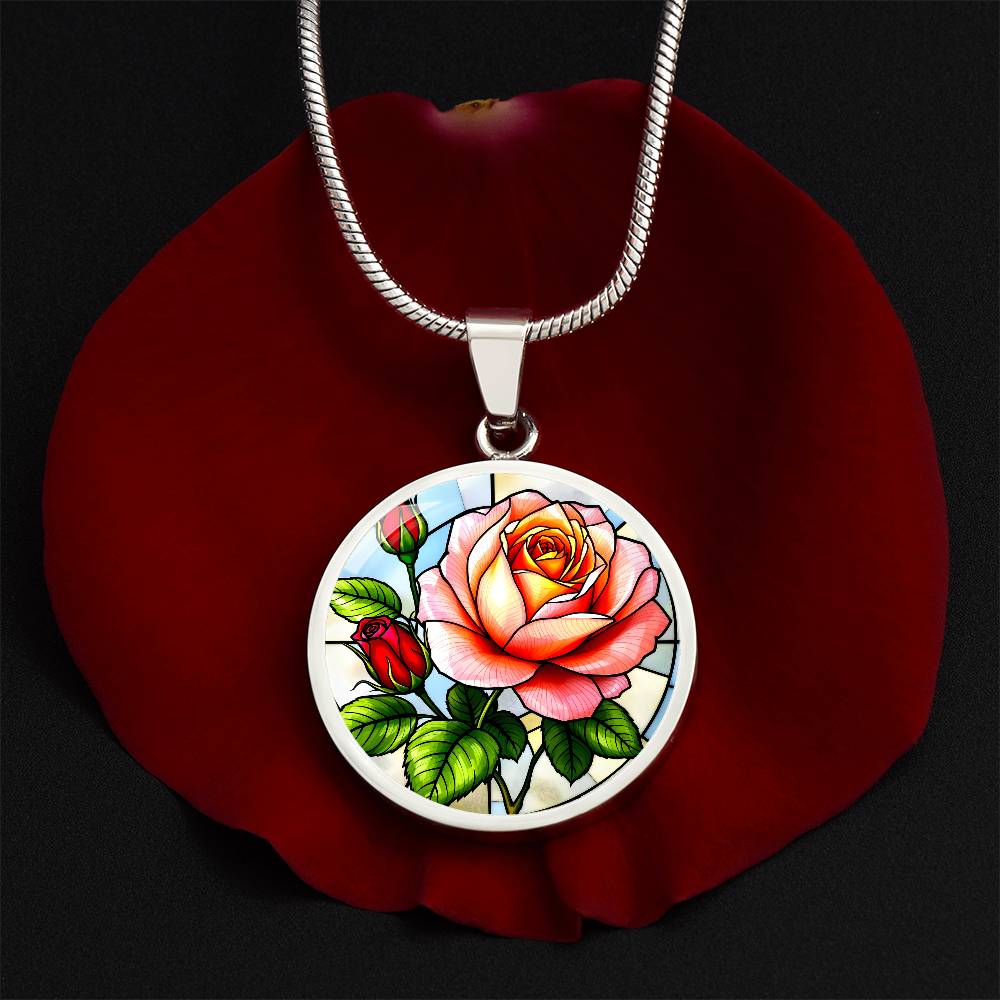 Rose Floral Necklace with Engraving