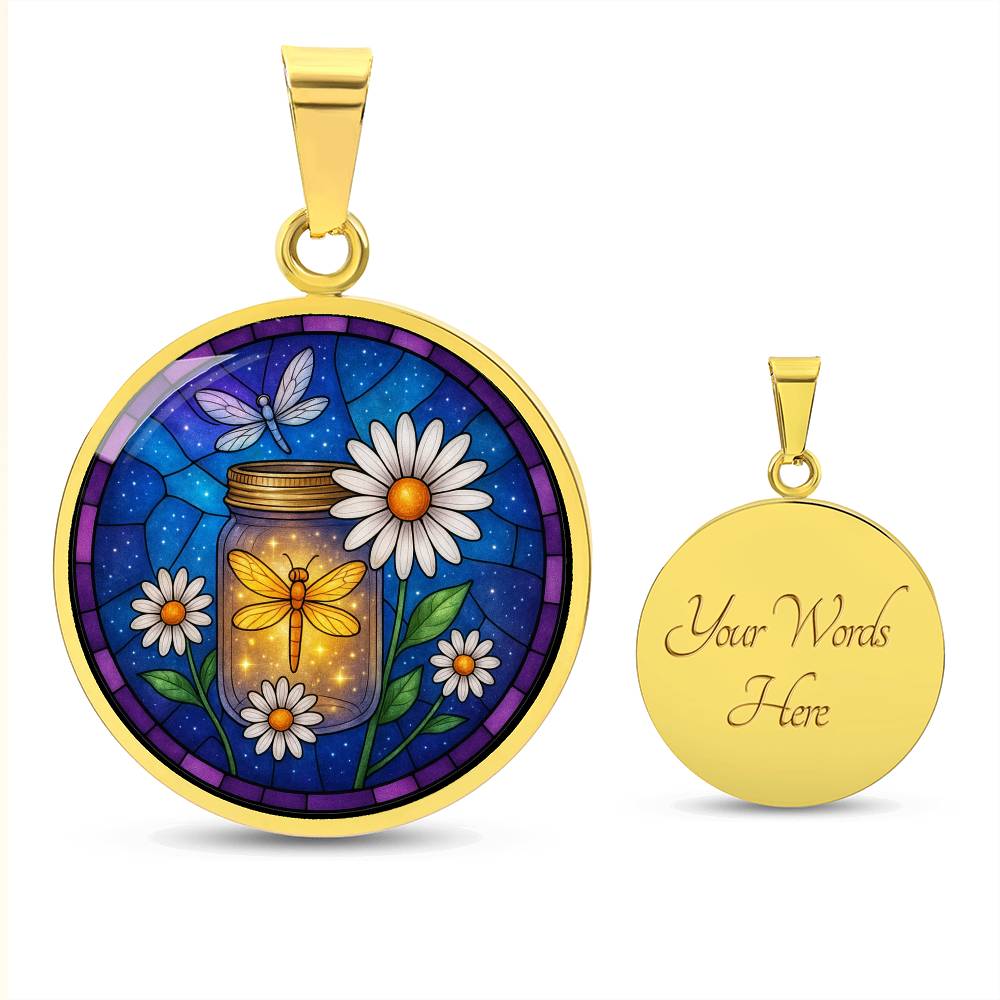 Dragonfy Floral Necklace with Engraving