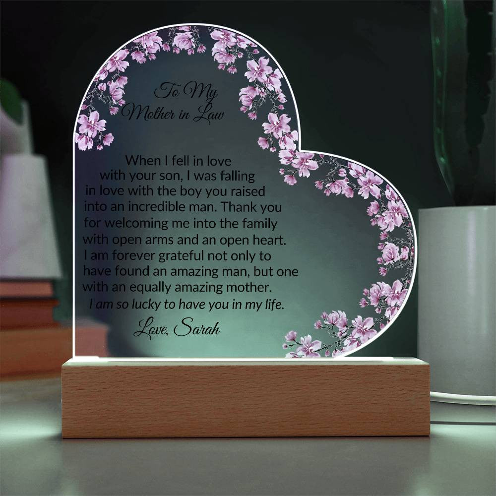 Mother in Law Led Heart Plaque