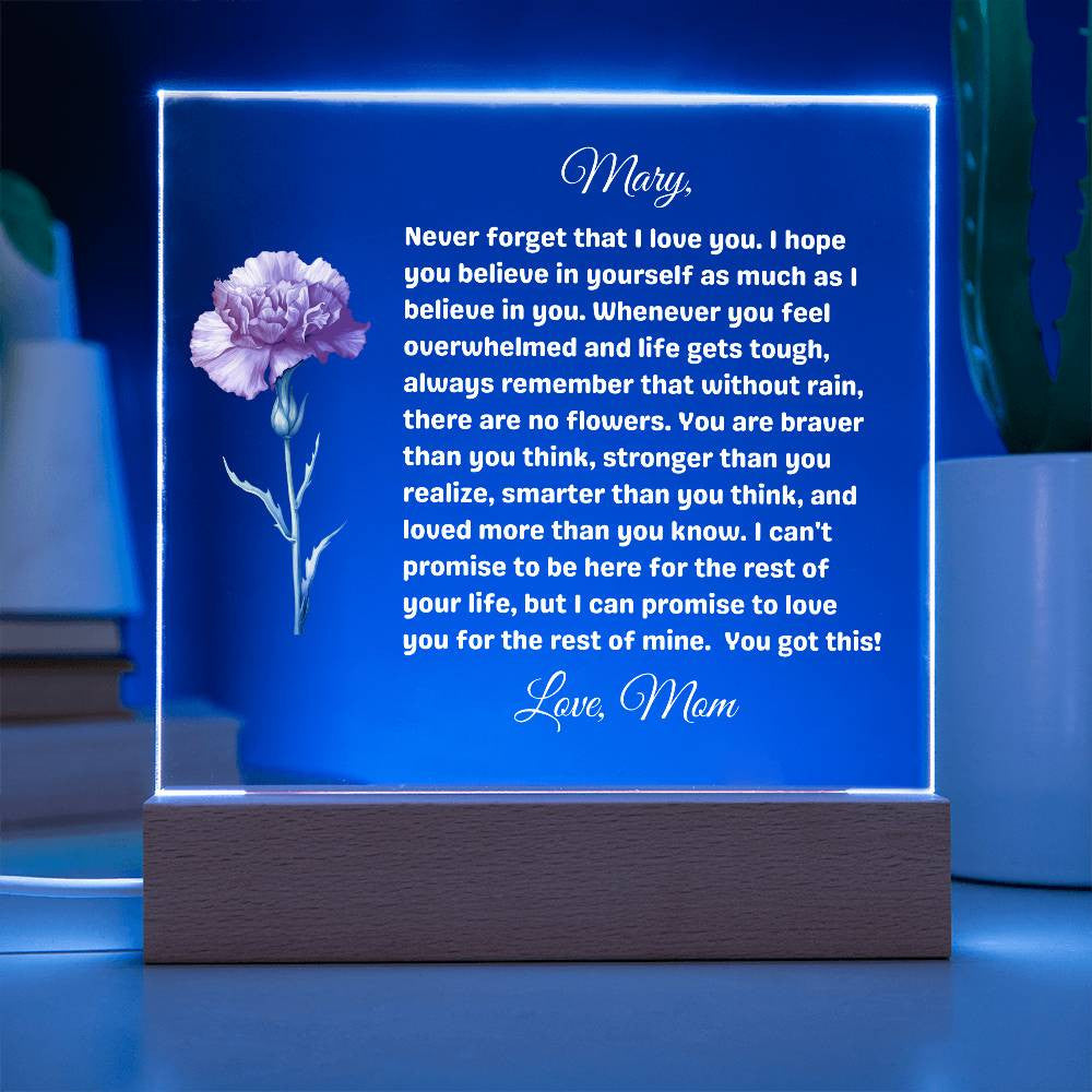 Personalized encouragment plaque for daughter - No Rain No Flowers-[Heartfelt Family Gift]