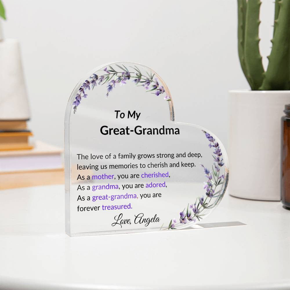 Great Grandma Acrylic Heart Plaque-[Heartfelt Family Gift]