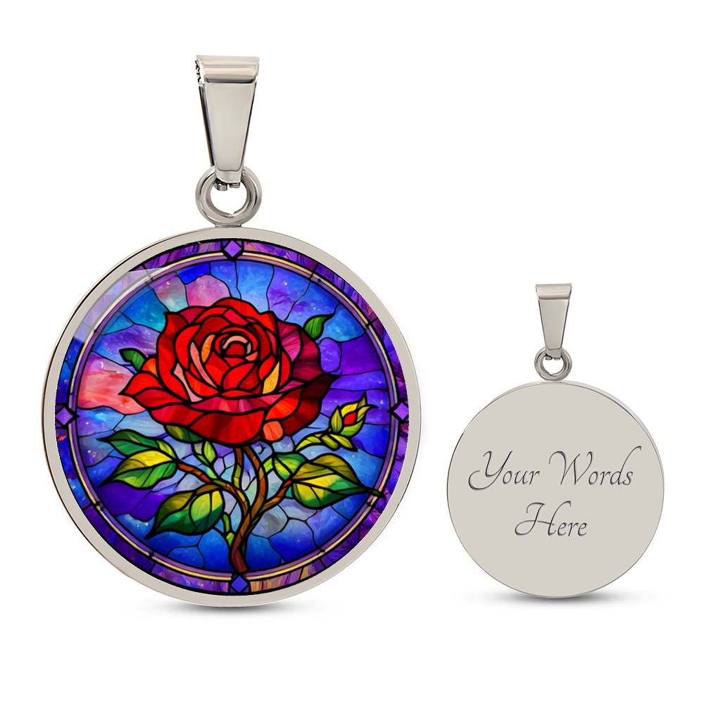 Red Rose Necklace with Engraving