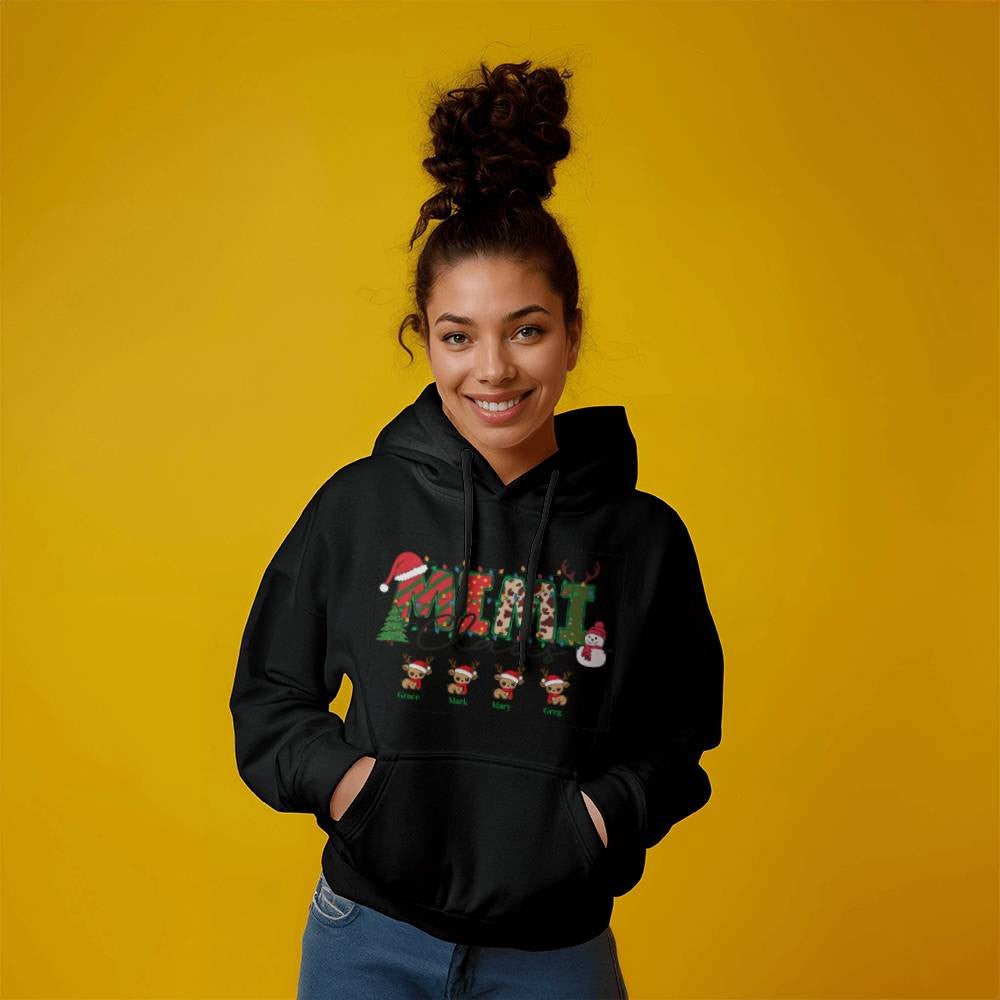 Personalized Mimi Claus Hooded Sweatshirt in Black or White-[Heartfelt Family Gift]