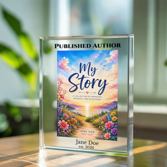 Published Author Plaque, Custom Book Cover Display, Personalized Acrylic Block, Unique Author Gift, Commemorative Writing Award, Home Decor