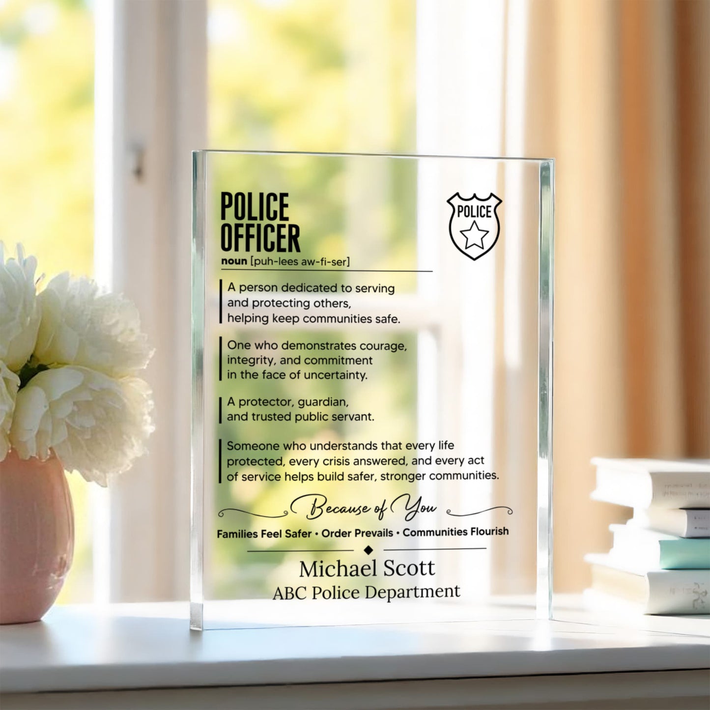 Police Officer Definition Plaque, Award Plaque for Law Enforcement Appreciation Gift, Police Academy Graduation. Retirement