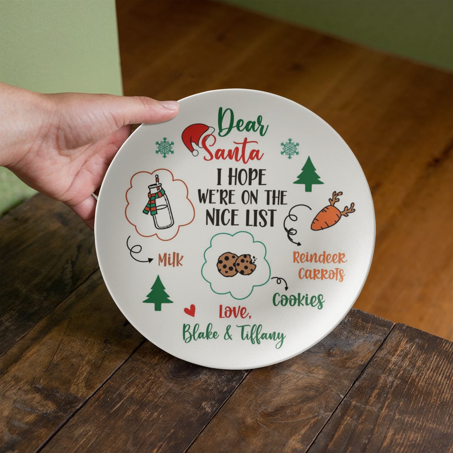 Personalized Santa Cookie and Milk Serving Plate