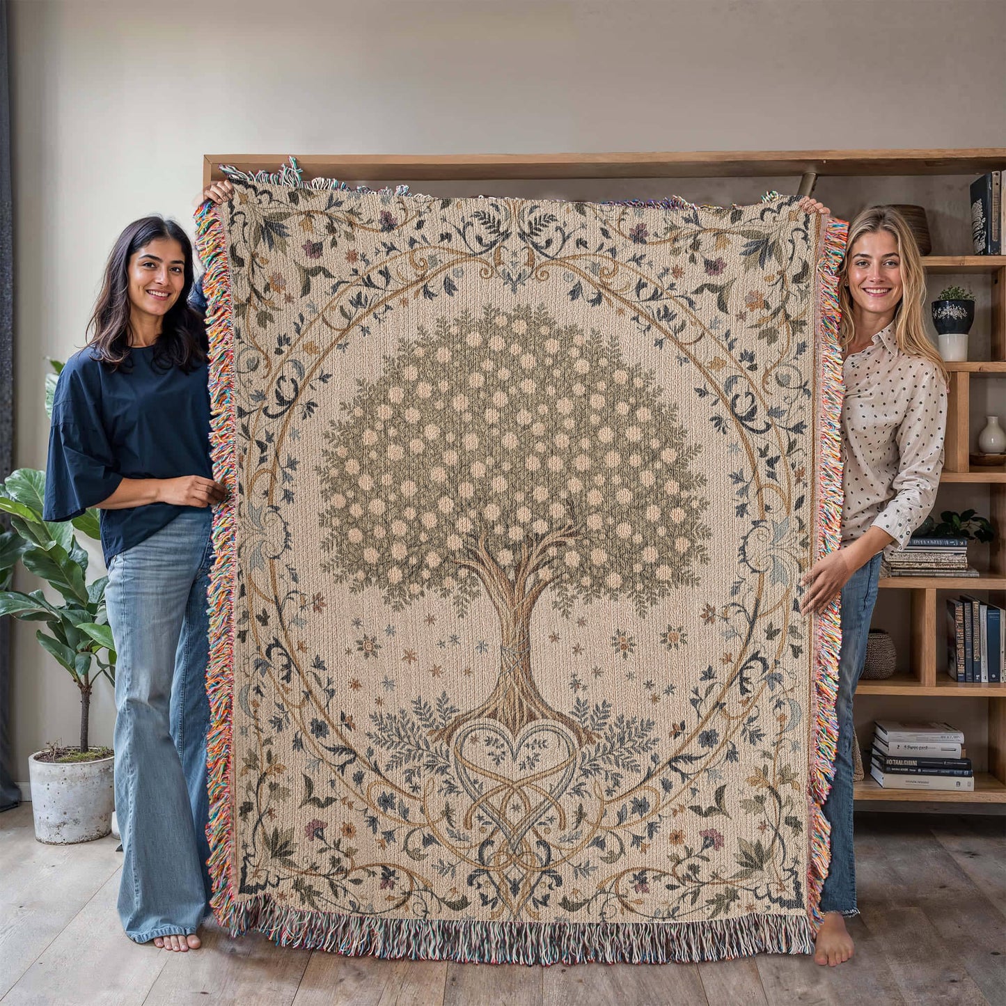 Tree of Life Floral Woven Blanket-[Heartfelt Family Gift]
