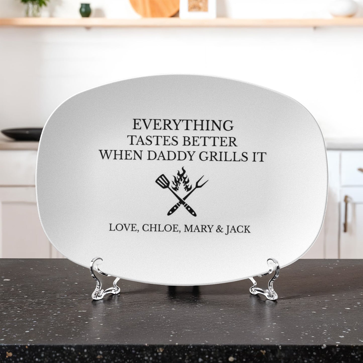 Personalized BBQ Platter, Gift for Dad, Everything Tastes Better Plate, Custom Grill Plate, Dad Grilling Gift, Father's Day Present