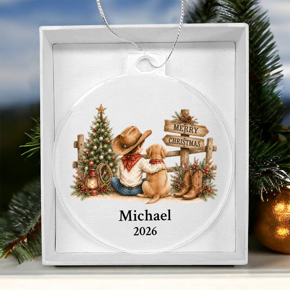 Cowboy Dog Christmas Ornament