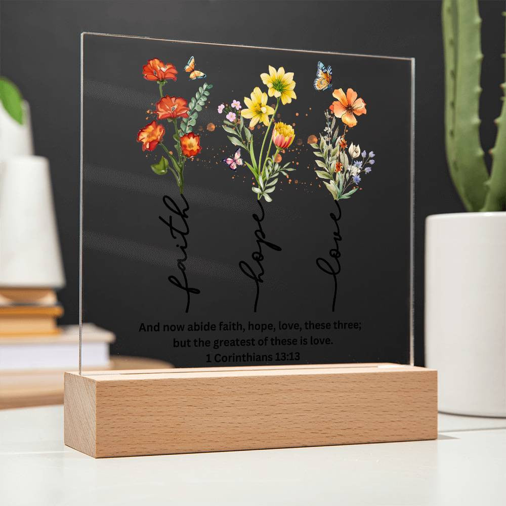 Faith Hope and Love Plaque Wedding Anniversary Gift-[Heartfelt Family Gift]