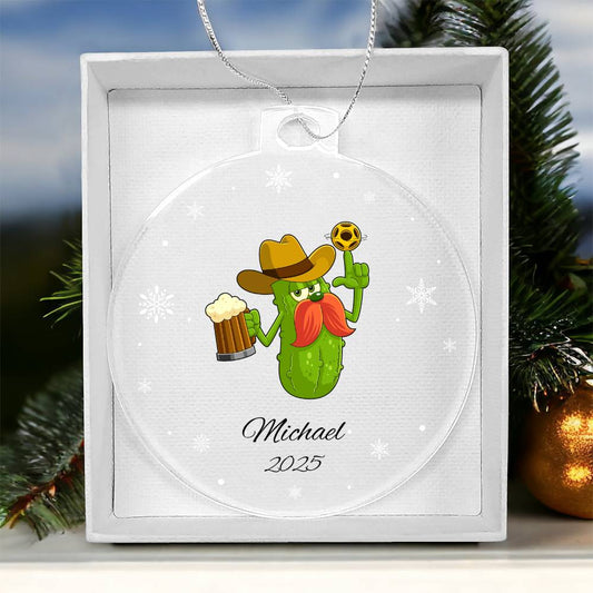 Pickleball Cowboy Beer Christmas Ornament