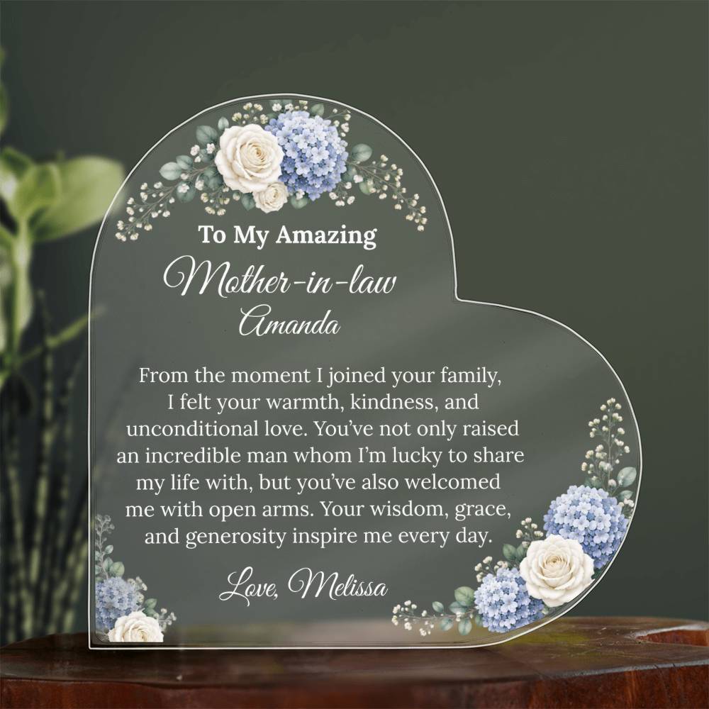 Personalized Mother in Law Heart Plaque
