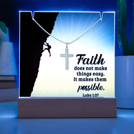 Faith Religious Plaque & Cross Gift Set-[Heartfelt Family Gift]