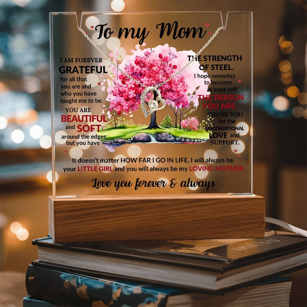 Mom Knot Necklace and Acrylic Gift Set-[Heartfelt Family Gift]