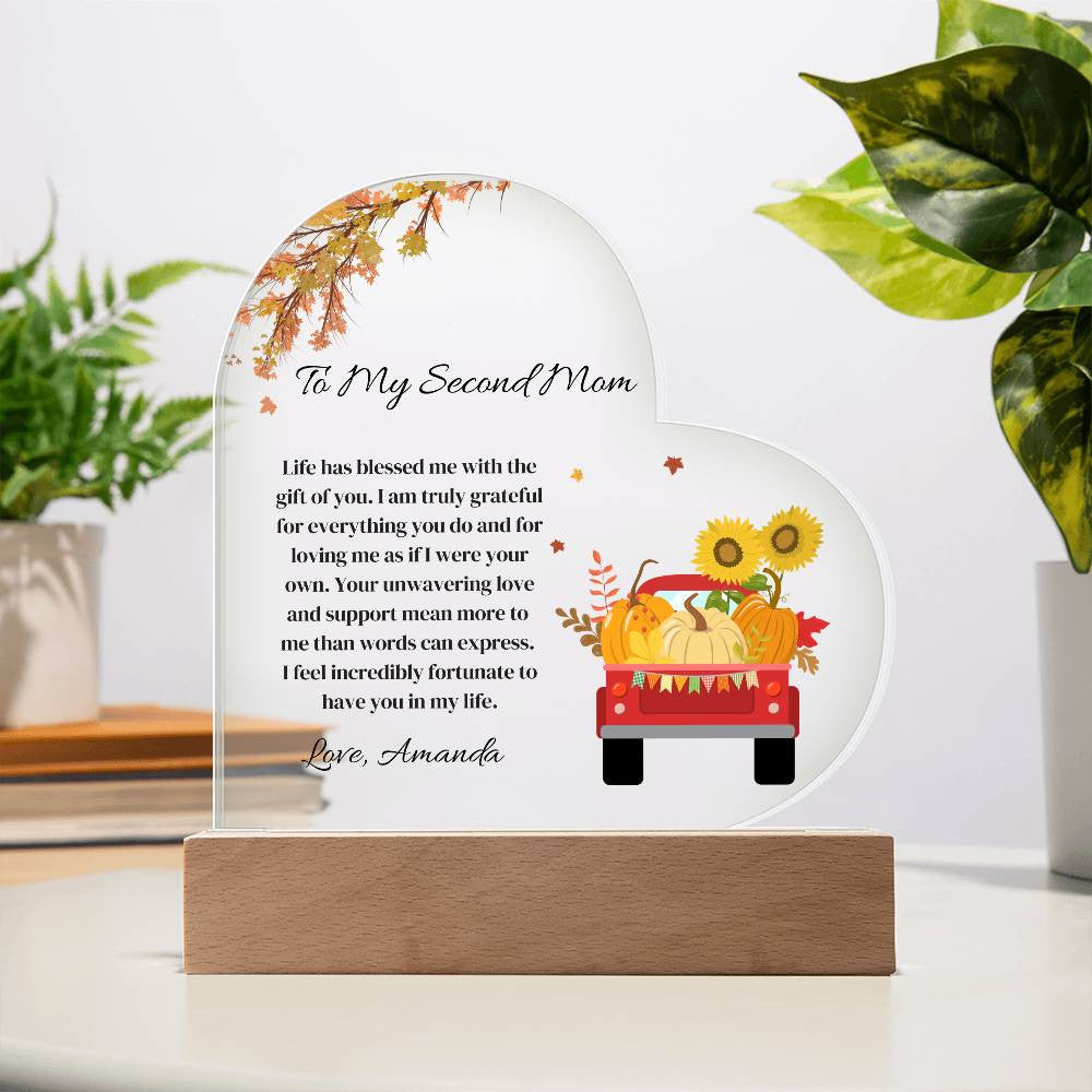 Second Mom Heart PlaqueAcrylic Heart Plaque-[Heartfelt Family Gift]
