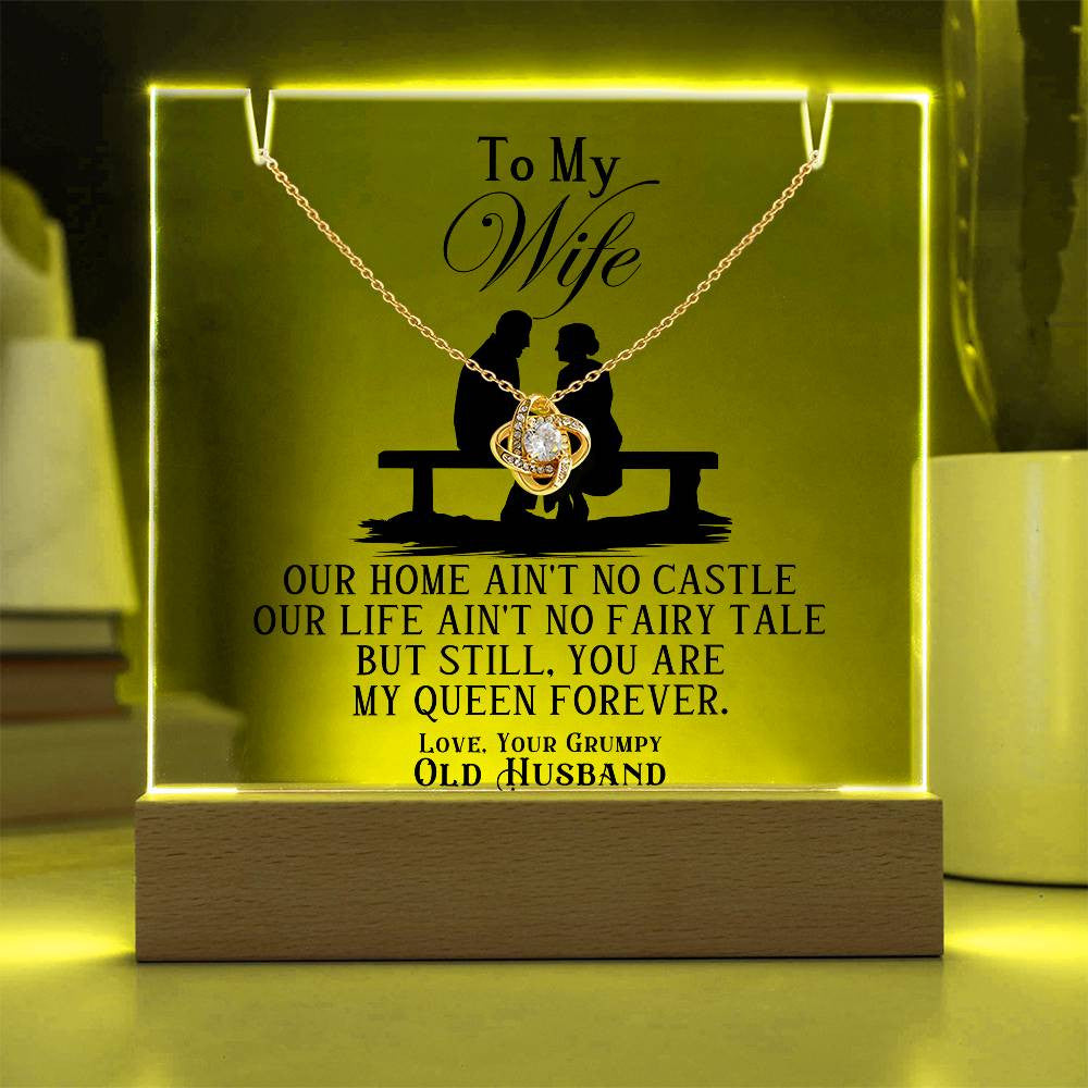Wife from Your Grumpy Old Husband  Acrylic Bundle Love Knot Necklace Gift Set-[Heartfelt Family Gift]